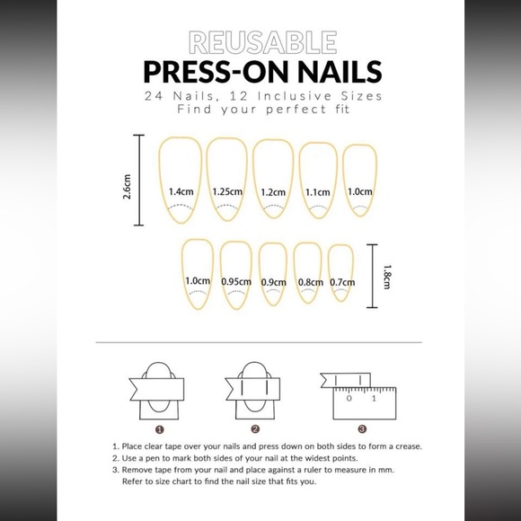 24pcs Long Almond Butterfly Print Press On Nail Set❤️ - Picture 4 of 7